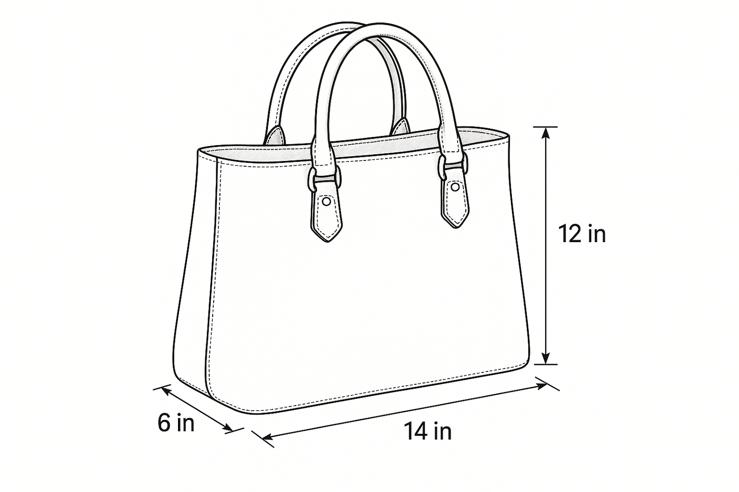 a diagram for bag 14 in long x 6 in Base x 12 high